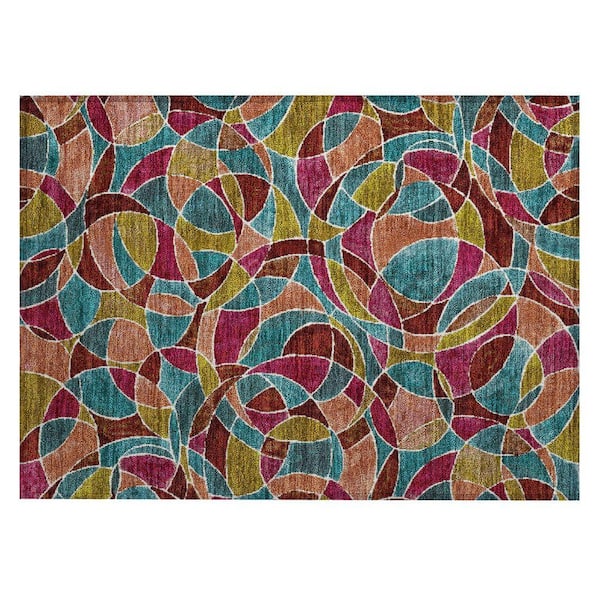 Chantille Machine Washable Indoor/Outdoor Abstract ACN2208 Merlot 1 ft. 8 in. x 2 ft. 6 in. Accent Rug