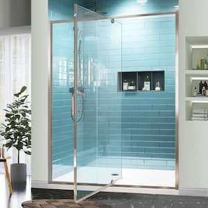 56 - 60 in. W x 71 in. H Pivot Swing Semi-Frameless Shower Door in Brushed Nickel with Clear SGCC Tempered Glass