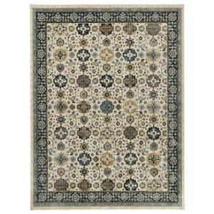 Earltown Ivory/Blue 4 ft. x 6 ft. Oriental Polyester Area Rug