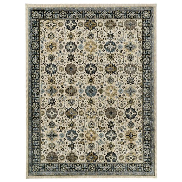 Home Decorators Collection Earltown Ivory/Blue 4 ft. x 6 ft. Oriental Polyester Area Rug