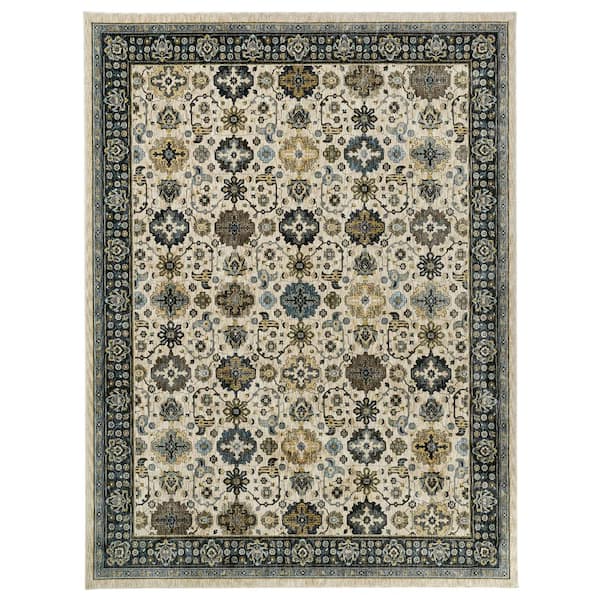 Home Decorators Collection Earltown Ivory/Blue 9 ft. X 12 ft. 9 in. Oriental Polyester Area Rug