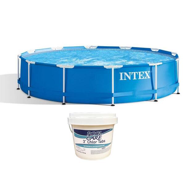 Intex 12 ft. x 30 in. Above Ground Frame Swimming Pool with Chlorine Tabs, 25 lbs.