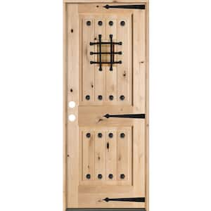 30 in. x 80 in. Mediterranean Knotty Alder Square Top Unfinished Wood Right-Hand Inswing Single Prehung Front Door