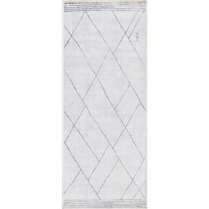 Ivory Grey 2 ft. x 5 ft. Runner Flat-Weave Apollo Bryn Moroccan Moroccan Trellis Area Rug