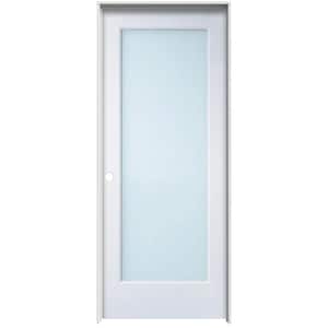 White Laminate 24 in. x 80 in. Right Hand Full Lite Primed MDF Single Prehung Interior Door on 4-9/16 in. Jamb