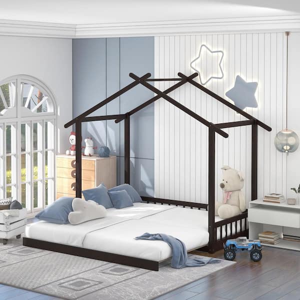 Qualler Espresso Twin Extending House Daybed