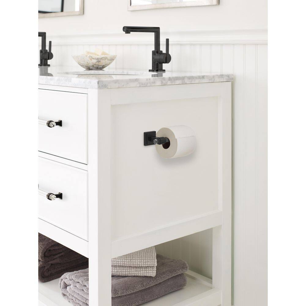 Clear and Matte Black Single Post Toilet Paper Holder
