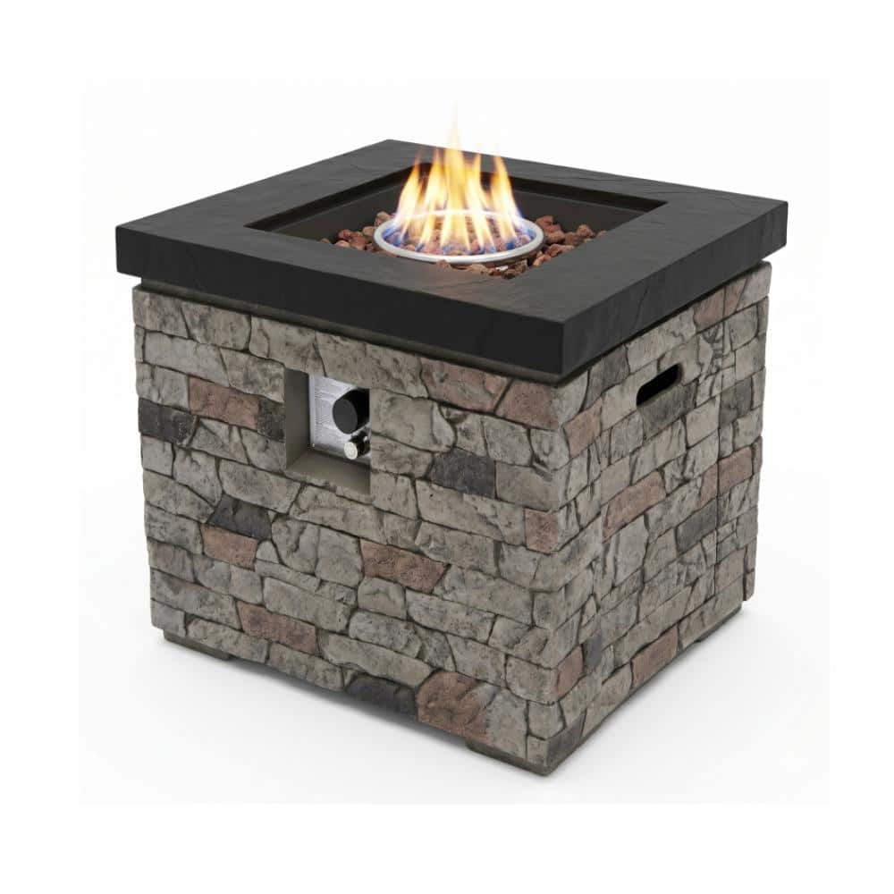 32 in. 40000 BTU Rectangular Propane Fire Pit Table with Hidden Tank Burner Lid Lava Rocks and Cover in Stone Gray price history on PriceWatchPro