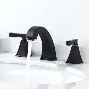 8 in. Widespread Deck Mounted Double Handle Bathroom Faucet in Matte Black
