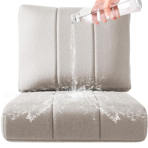 Ivora 24 in. W x 24 in. D x 6 in. T 4-Piece Water & Fade Resistant Outdoor Lounge Chair Replacement Cushion Set in Beige