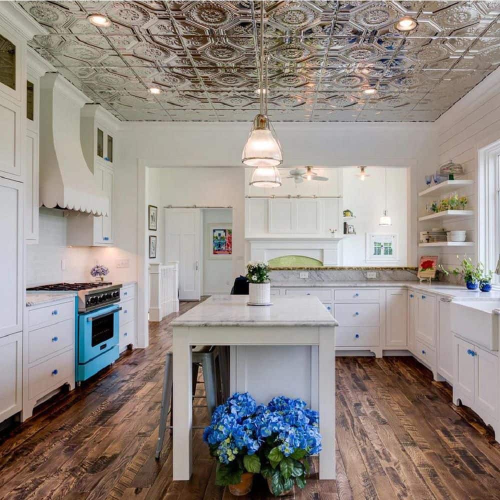 Gloss White Floral Pattern Tin Ceiling Tile Pack