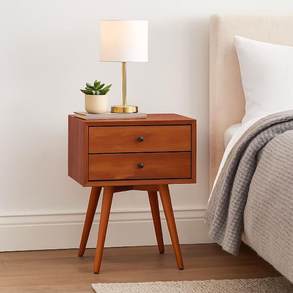 Ian Chestnut Brown and Black 2-Drawer 18 in. W Nightstand