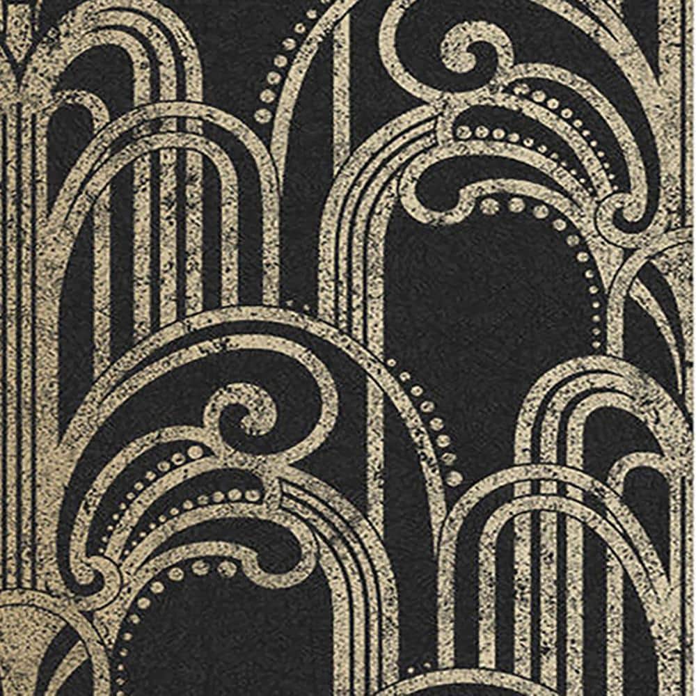 Art Deco Black and Gold Metallic Paste the Wall Wallpaper
