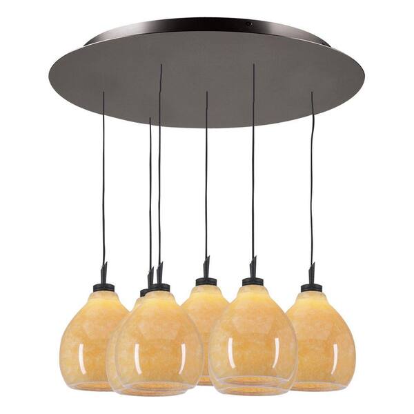 PLC Lighting 7-Light Oil-Rubbed Bronze Pendant with Natural Onyx Glass