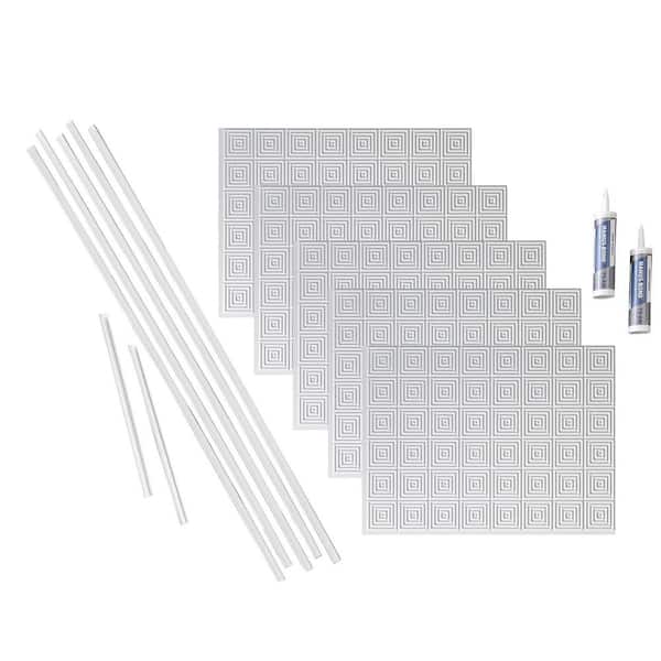Fasade Miniquattro 18 in. x 24 in. Matte White Vinyl Decorative Wall Tile Backsplash 15 sq. ft. Kit