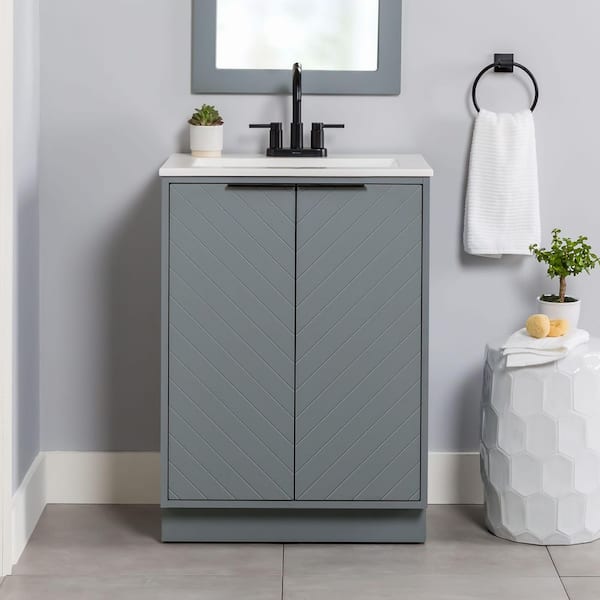 Lanier 25 in. Single Sink Laguna Blue Bath Vanity with White Cultured Marble Top (Assembled)