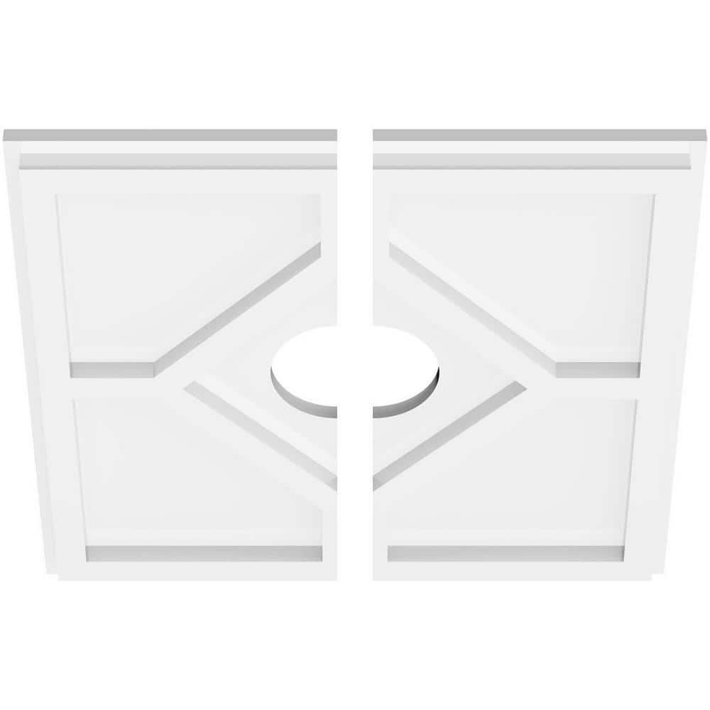 14" White PVC Contemporary Two-Piece Ceiling Medallion