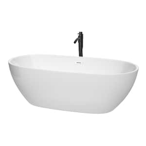 Juno 71 in. Acrylic Flatbottom Bathtub in White with Shiny White Trim and Matte Black Faucet