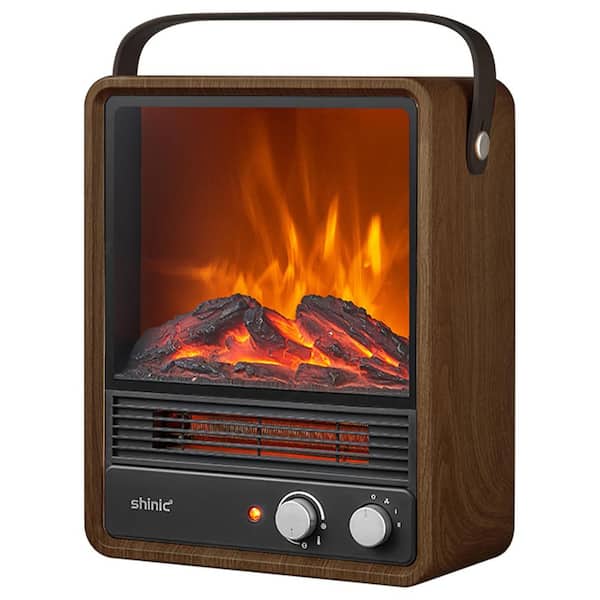 5200 BTU Electric Fireplace Heater, 1500W Space Heater with Crackling Sound and 3D Realistic Flame, Safety Protection