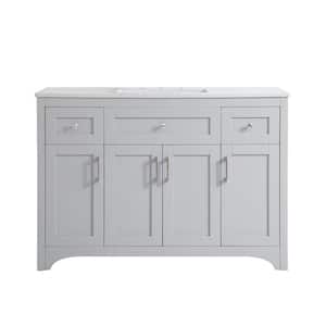 Simply Living 48 in. W x 22 in. D x 34 in. H Bath Vanity in Grey with Calacatta White Engineered Marble Top