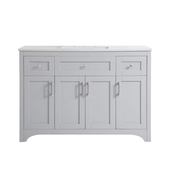 Unbranded Simply Living 48 in. W x 22 in. D x 34 in. H Bath Vanity in Grey with Calacatta White Engineered Marble Top