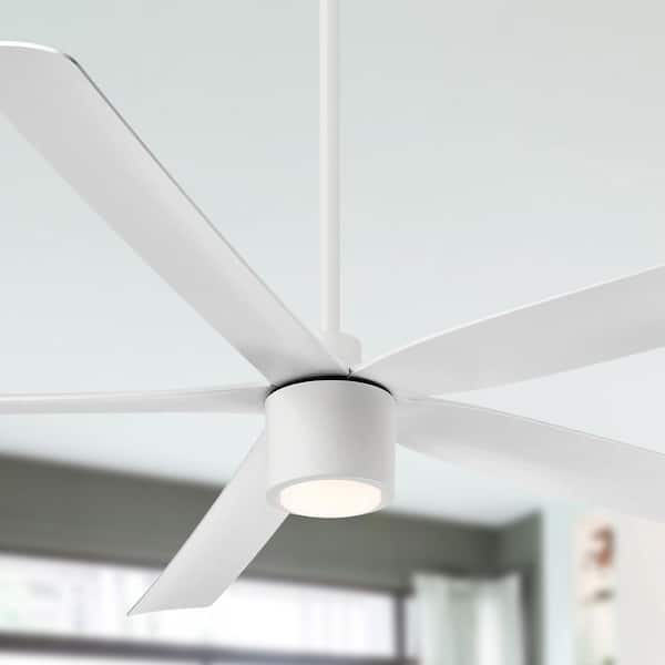 ARRANMORE LIGHTING & FANS RAVIAN 5-Blade 72 in. Indoor/Outdoor Matte White Modern Ceiling Fan with Color Select LED Light and Remote Included