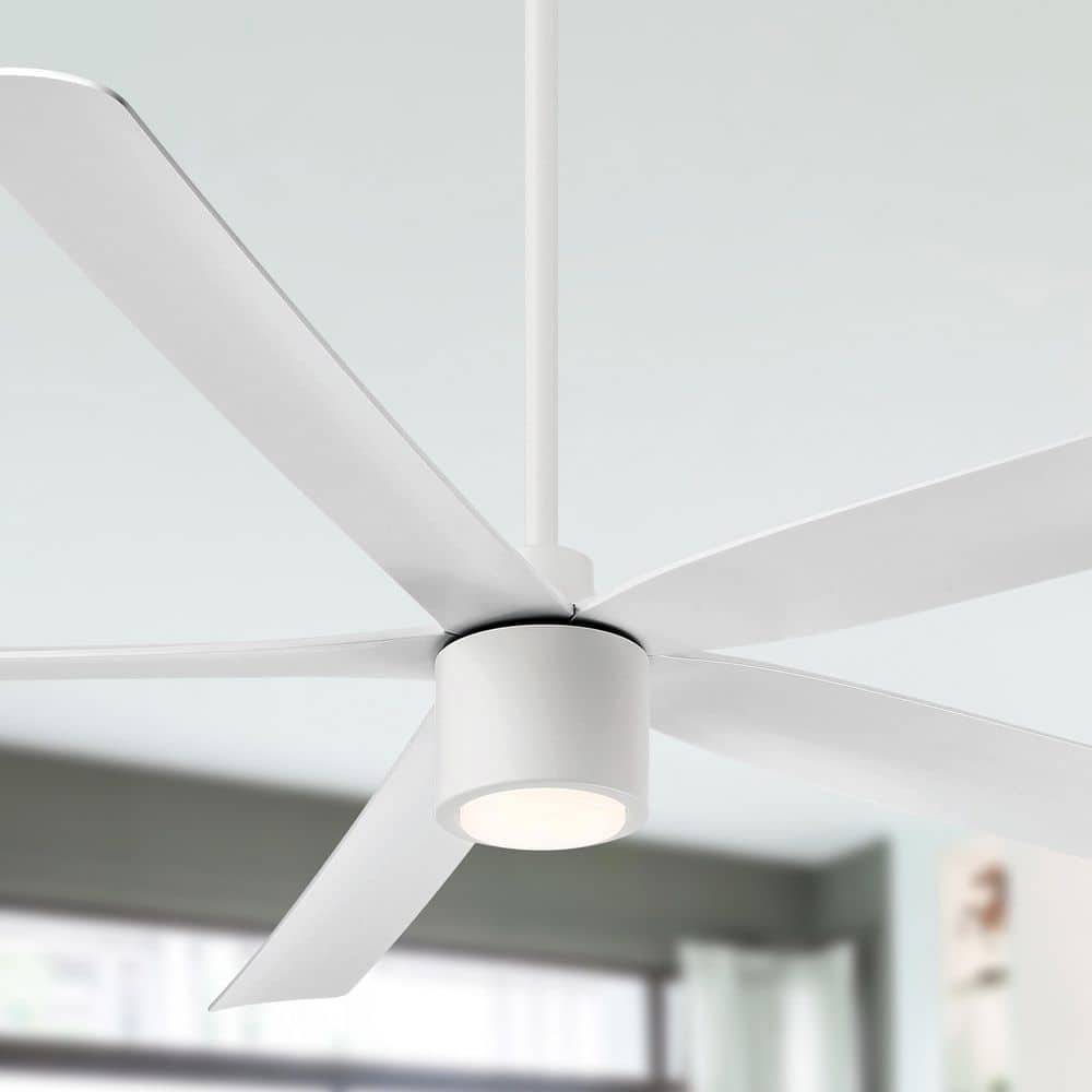 RAVIAN 5-Blade 72 in. Indoor/Outdoor Matte White Modern Ceiling Fan with Co