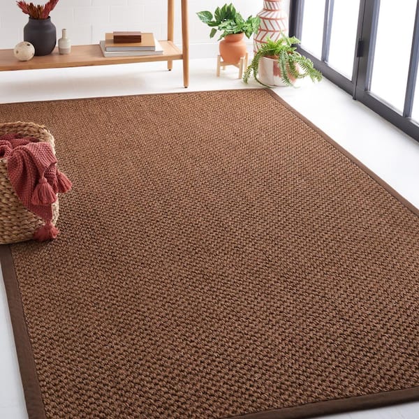 Natural Fiber Chocolate 4 ft. x 6 ft. Border Area Rug