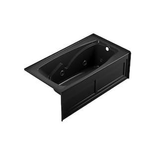 CETRA 60 in. x 32 in. Whirlpool Bathtub with Right Drain in Black