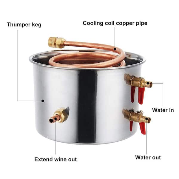 BOZTIY 5 Gal. Alcohol Still Water Alcohol Distiller 20 Liters DIY Whiskey  Stainless Steel Spirits Boiler with Copper Tube K16ZLQSK3-8GAL - The Home  Depot