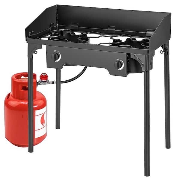 VIVOHOME Outdoor Built-In Double Side Burner Stove on Stand with Detachable Legs