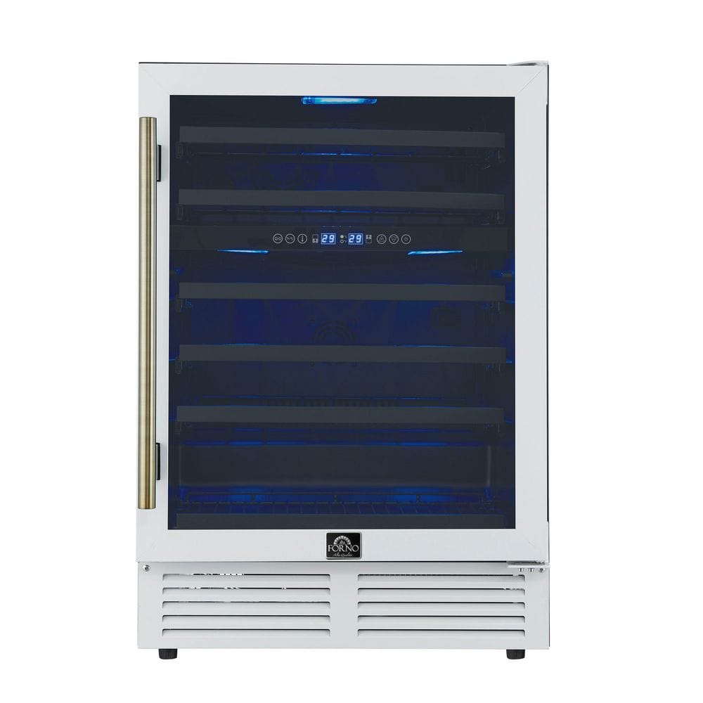 Bacchino 24 in. Wine Cooler in White, Antique Brass Handles, Triple Glass Door, 51-Bottles price history on PriceWatchPro