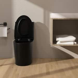 1-piece 1.1/1.6 GPF High Efficiency Dual Flush Elongated Toilet in Matte Black Soft-Close Seat Included