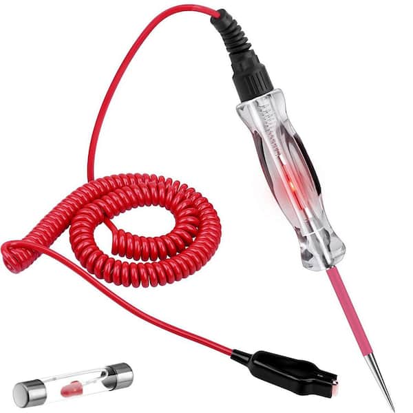 LED Bulb Automotive Circuit Tester 6-24V with 135 in. PU Spring Wire for Vehicle Circuits Testing
