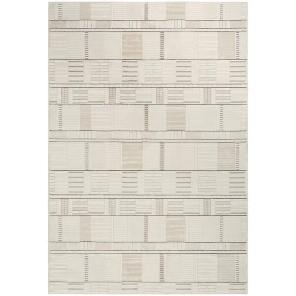 Nourison Nordic Ivory Grey 4 ft. x 6 ft. Geometric Contemporary Area Rug