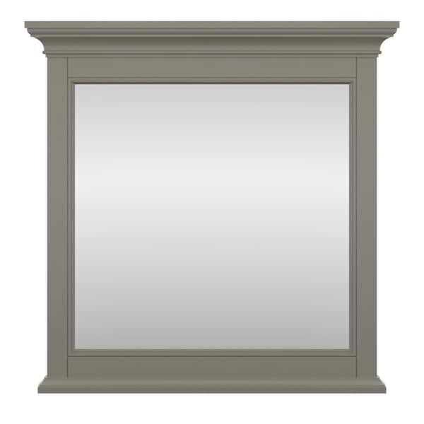 Home Decorators Collection Grandley 32 in. W x 32 in. H Rectangular Wood Framed Wall Bathroom Vanity Mirror in Grey
