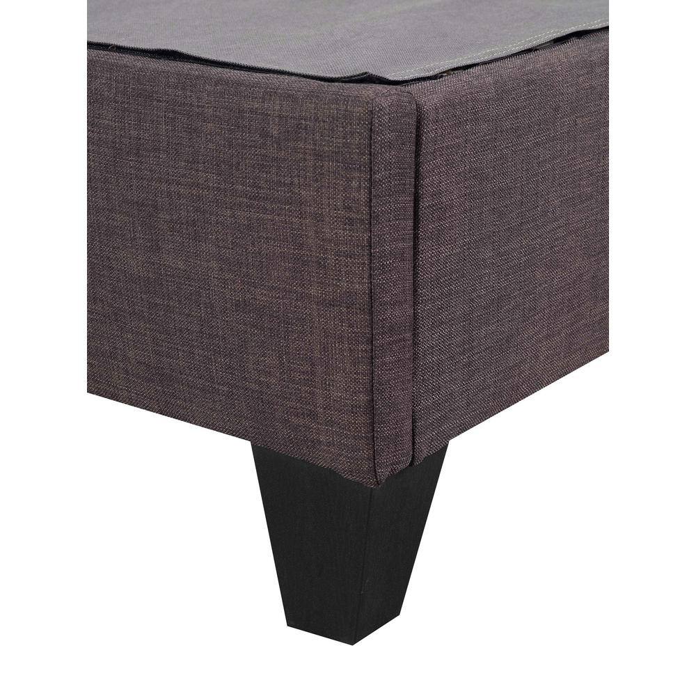 Gray Twin Upholstered Platform Bed with Pine Frame