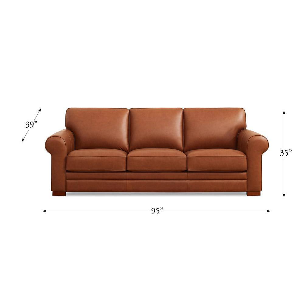 Cinnamon Brown Leather Lawson Sofa with Removable Cushions