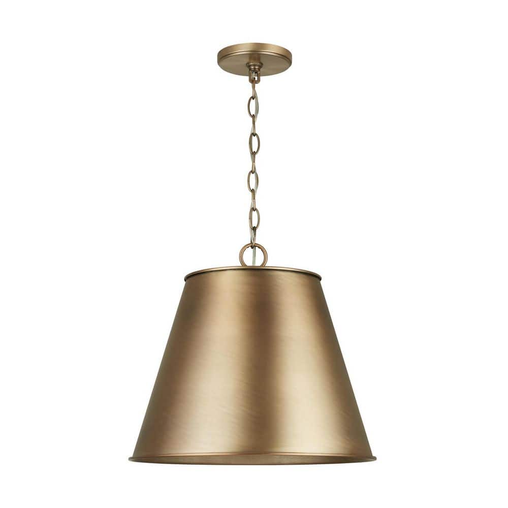 Welker 16 in. W x 14.5 in. H 1-Light Cone Pendant in Aged Brass with Metal Shade price history on PriceWatchPro