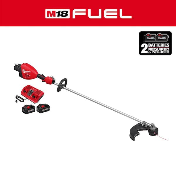 Milwaukee M18 FUEL 18V Brushless Cordless 17 in. Dual Battery Straight Shaft String Trimmer with (2) 8.0 Ah Batteries and Charger