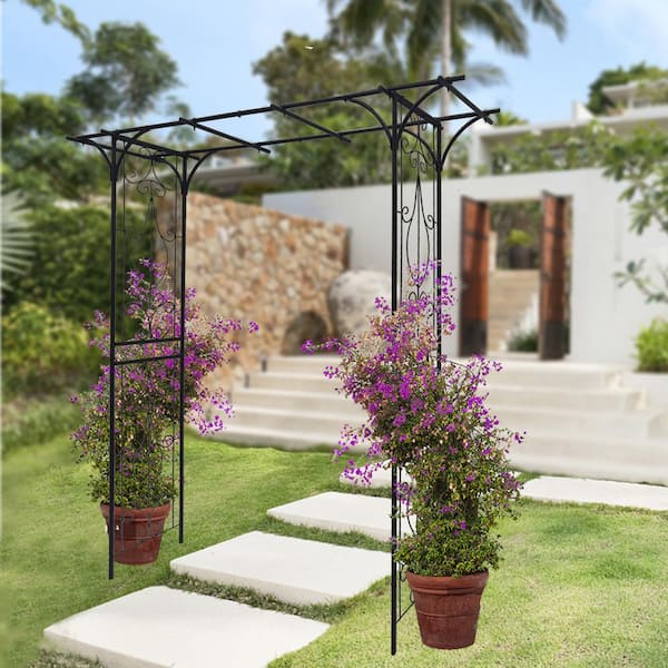 81.1 in. x 80.3 in. Metal Arbor Garden Arch Outdoor Wedding Party