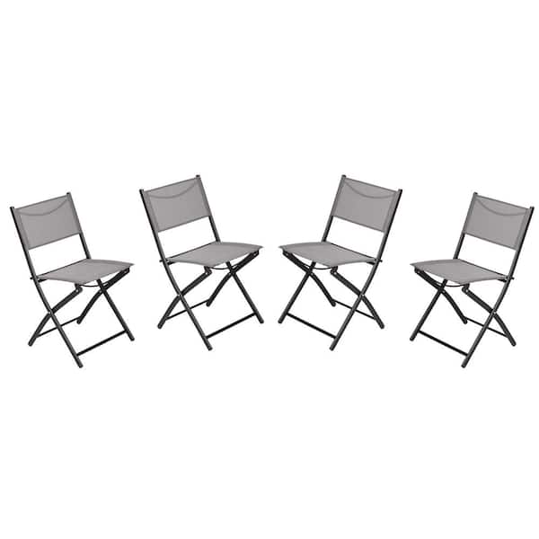 Unbranded Black Steel Outdoor Lounge Chair in Gray (Set of 4)