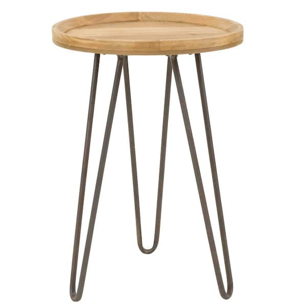 Aspire Home Accents Alper Walnut Wood, Small Round End Table Cover