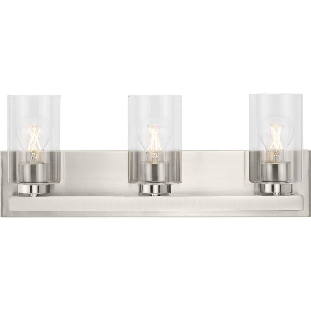 Goodwin 21'' Brushed Nickel 3-Light Vanity Fixture with Clear Glass Shades