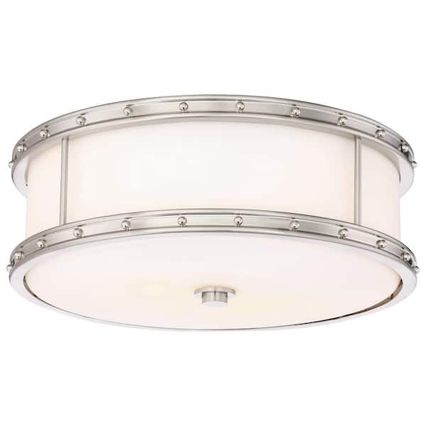 Minka Lavery Lavery 15.5 in. 1-Light Brushed Nickel LED Flush Mount with Etched Opal Glass Shade
