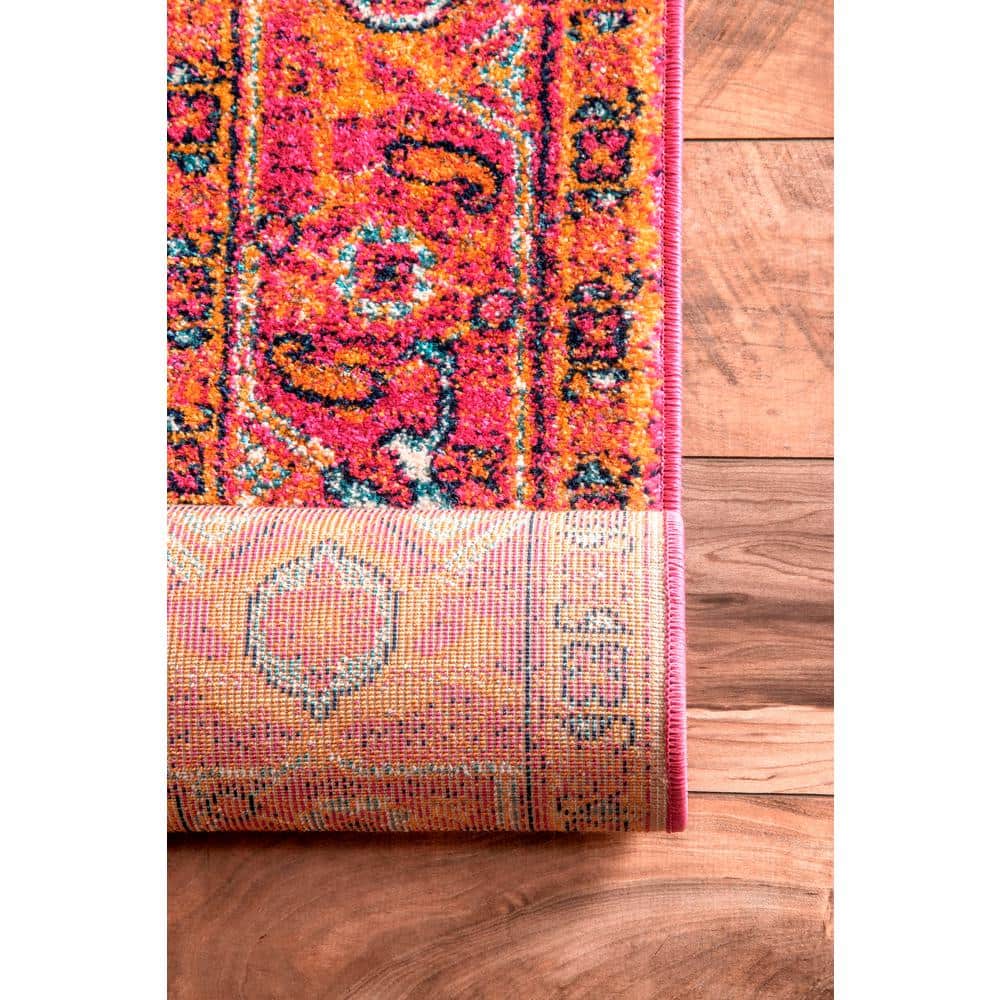 Reversible Pink Synthetic Medallion 8' x 10' Area Rug