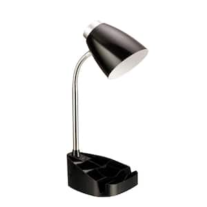 18.5 in. Gooseneck Organizer Desk Lamp with iPad Tablet Stand Book Holder, Black