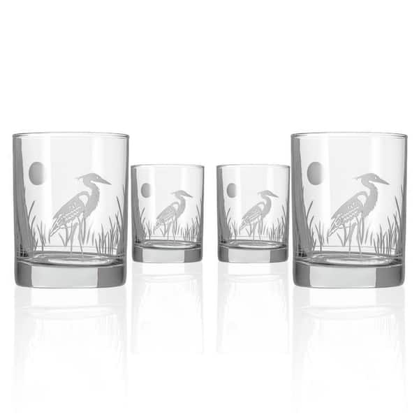 Rolf Glass Heron 13 oz. Double Old Fashioned Whiskey Glasses - Set of 4