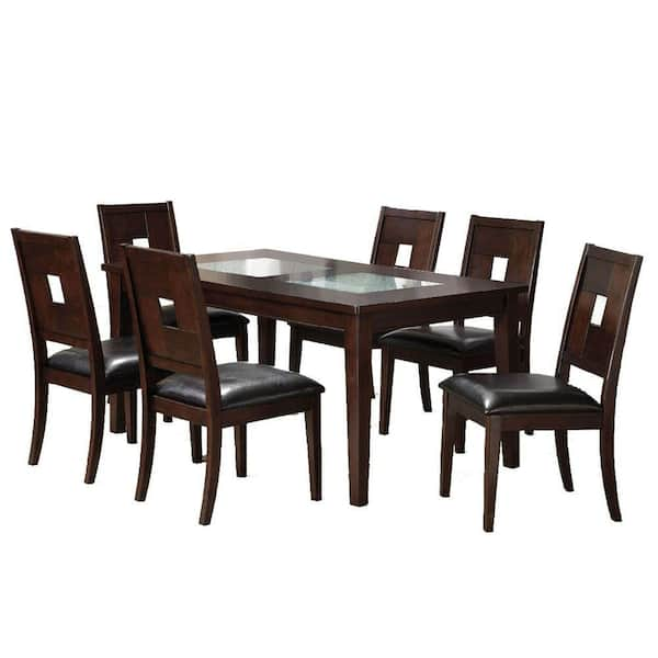 Venetian Worldwide Primrose I 7-Piece Dining Set in Dark Walnut