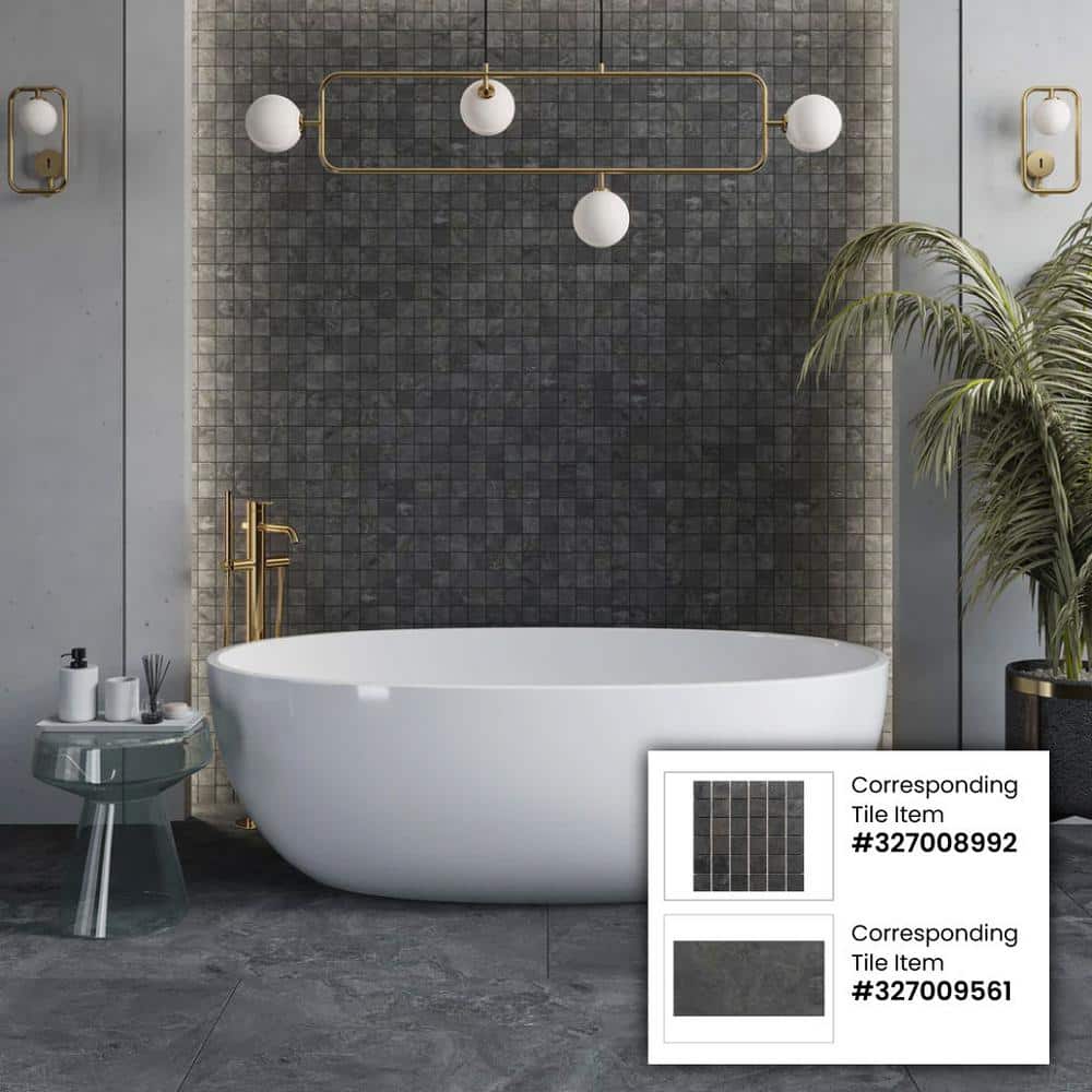 Splendor Anthracite Matte Porcelain Square Mosaic Tile Sheet